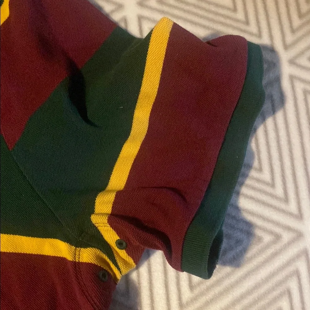Polo by Ralph Lauren Men's‎ Striped Rugby Shirt - Burgundy, Green, Yellow